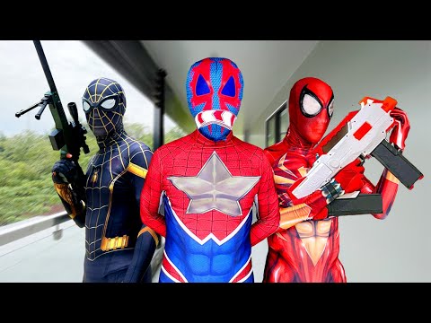 TEAM SPIDER-MAN vs BAD GUY TEAM | RESCUE BLUE spider's From BAD-HERO ( Live Action ) - Fun FLife TV