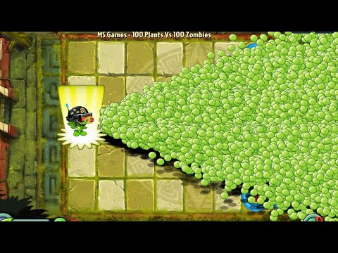 Mega Gatling Pea And 100 Plant Level 1 Vs 100 Parasol Zombie - PvZ 2 Gameplay