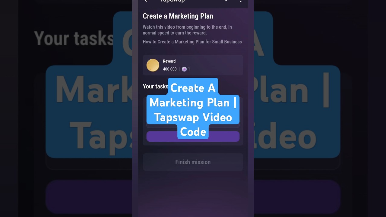 Create A Marketing Plan | Tapswap Video Code