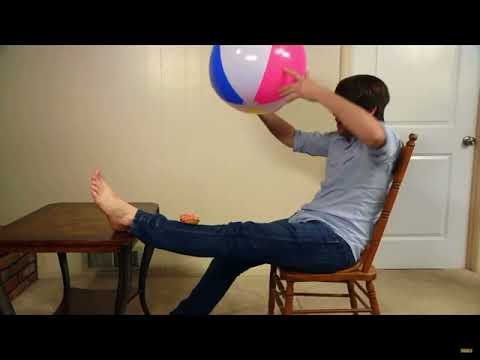 "I hope this really heavy beach ball doesn't break my leg"