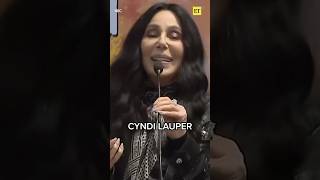 Cher introduces Cyndi Lauper at her handprint ceremony. #Cher #CyndiLauper