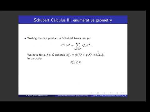 Nicolas Perrin (part 1) `Positivity of Grassmannian quantum K-theory'
