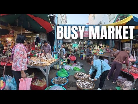 BUSIEST MARKET IN PHNOM PENH | Fresh Seafood, Meat & Khmer Street Food