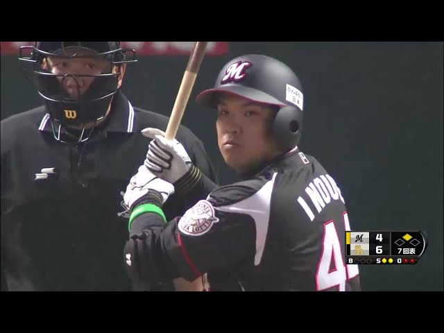 マリーンズ井上 二死2塁のチャンスも空振り三振… 2014/3/28 H-M
