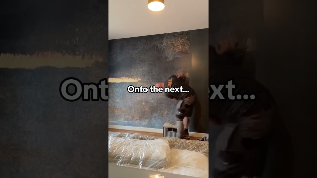 Definitely not edited! 😏 Here’s how to install a wall mural in 30 seconds! #diyproject
