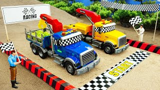Excavators, concrete mixers, cranes, tractors - Exciting racing of construction vehicles - Bé Cá