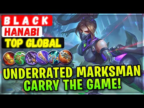 Underrated Marksman Carry The Game! [ Top Global Hanabi ] B L A C K - Mobile Legends Emblem Build