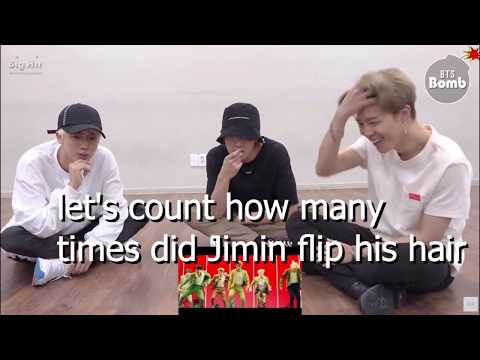 Jimin flipping his hair on bts idol reaction