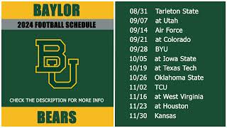 2024 Baylor Bears Football Schedule