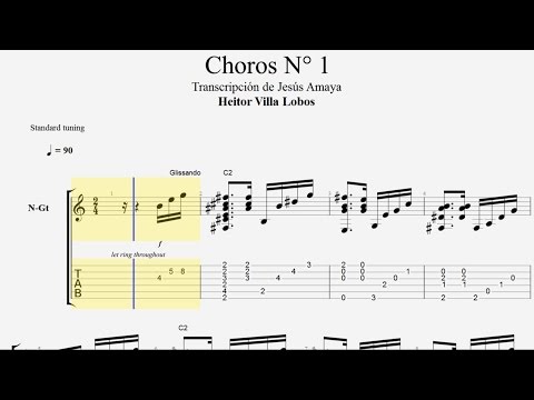 Choro N°1 - Heitor Villa Lobos - Tablatura por Jesús Amaya...