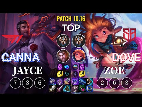 T1 Canna Jayce vs SB Dove Zoe Top - KR Patch 10.16