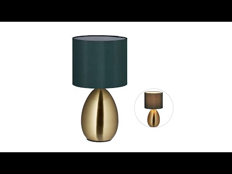Touch Nachttischlampe gold Gold - Grün - Polyester - Eisen - 18 x 34 x 18 cm