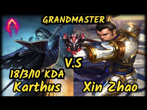 VEG AHaHaCiK (KARTHUS) vs XIN ZHAO - 18/3/10 KDA JUNGLE GAMEPLAY - EUW Ranked GRANDMASTER v9.6