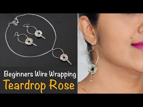 Handmade Wired Rose Earrings & Pendant | Easy Earrings | VHMJ