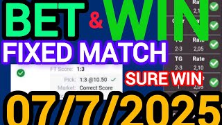 TODAY CORRECT SCORE PREDICTIONS 07/07/2025/FOOTBALL PREDICTIONS TODAY/SOCCER BETTING TIPS/SURE TIPS.