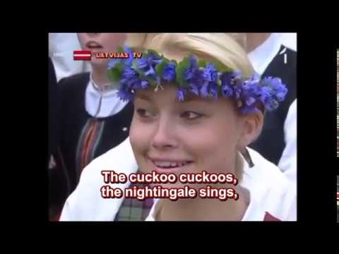 Latvian Song Festival 1990 - "Svešāi zemē" (In A Foreign Land) ENGLISH subtitles/translation