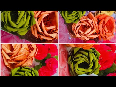 easy paper rose flower 🌹🌸🌺craft making ideas  don't forget to subscribe, like and comment😊