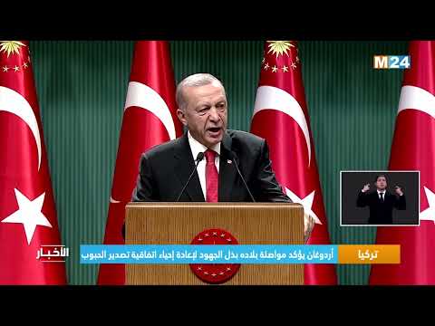 تركيا.. أردوغان يؤكد مواصلة بلاده بذل الجهود لإعادة إحياء اتفاقية تصدير الحبوب