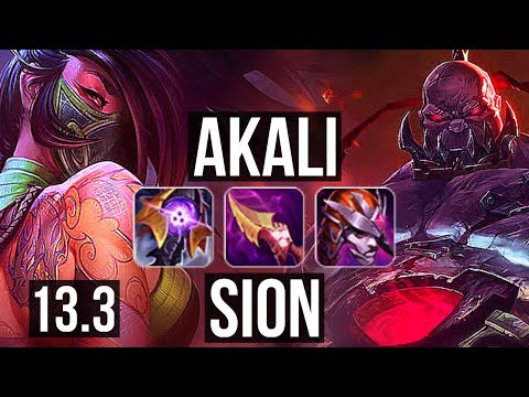 AKALI vs SION (TOP) | 3.6M mastery, 7 solo kills, 1200+ games | KR Diamond | 13.3