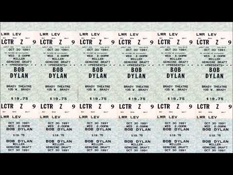 Bob Dylan 1991 US Fall Tour – Brady Theater Tulsa, USA 30th October 1991