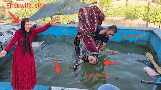 husband's intense anger atsecond wife because she caused  first wife, 