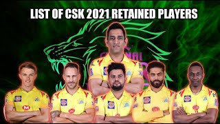 CSK retained and released players 2021 list