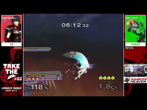 44 (Mario, Marth) vs Zvara (Sheik) - Take The L #22 Melee Singles - Losers Semi-Finals