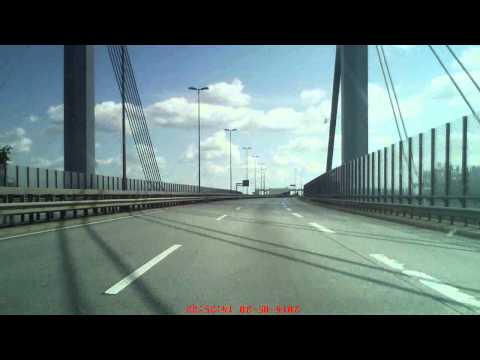 Autobahn 281 Bremen-Industriehäfen Richtung Bremen-Arsten (von HB-Neustadt nach Bremen-Airportstadt)