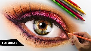 How to Draw Realistic EYE with Colored pencils  Tu