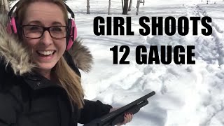 Her first time shooting a 12ga shotgun