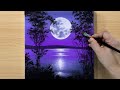 Full Moon Painting / Acrylic Painting for Beginners / STEP by STEP #173 / 보름달 풍경화