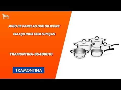 Jogo de Panelas Duo Silicone em Aço Inox com 5 Peças - Video
