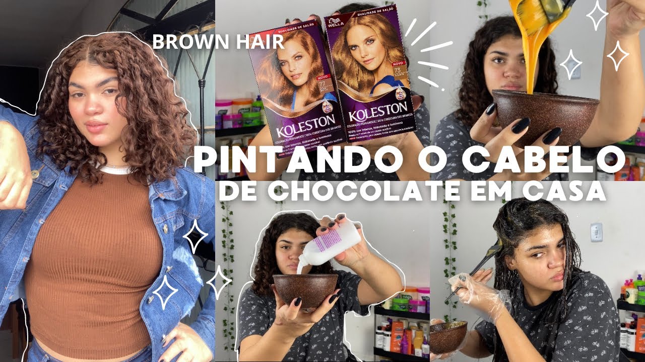 PINTANDO MEU CABELO CACHEADO SOZINHA EM CASA *brown hair* 🍫🤎🎀💖