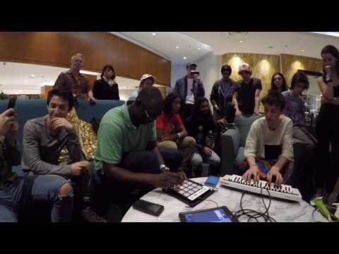 Jacob Collier and Larnell Lewis jamming at the groundup music fest