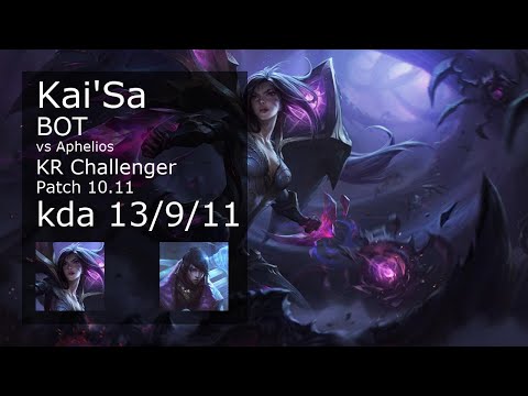 Kai'Sa ADC vs Aphelios - KR Challenger 13/9/11 Patch 10.11 Gameplay