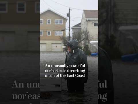 An unusually powerful nor’easter is drenching much of the East Coast