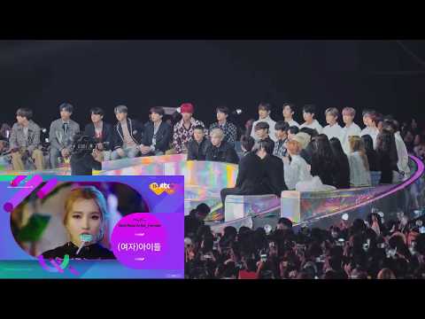 181201 BTS, BTOB, iKON, THE BOYZ reaction to (G)I-DLE 'Best New Female Artist' Award