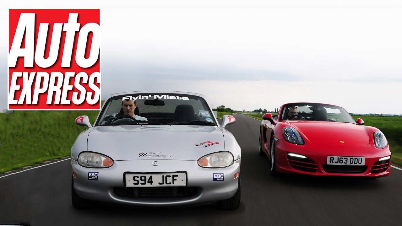 Supercharged Mazda MX-5 (Miata) MK2 vs New Porsche Boxster track battle