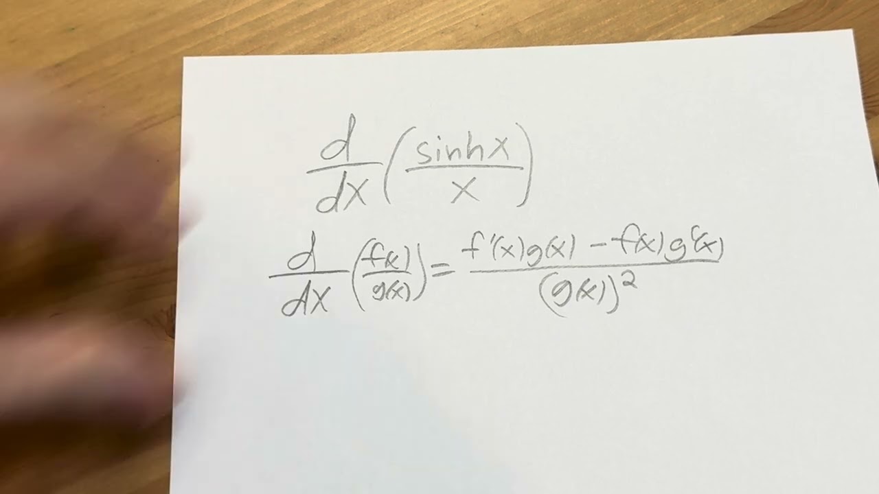 How to Find the Derivative of the Hyperbolic Sine Function Divided by x using the Quotient Rule