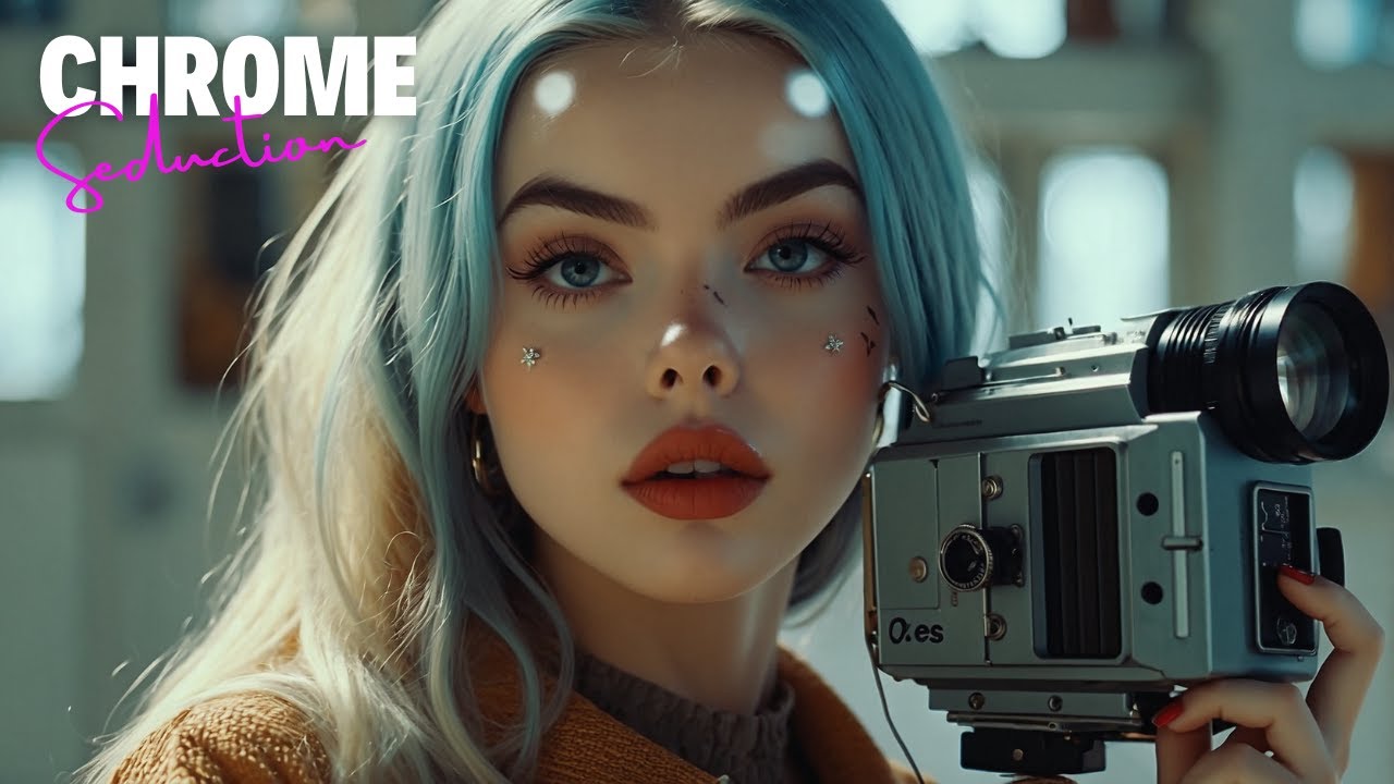 Retro Futuristic photo session . Chrome Seduction: Metallic Dreams