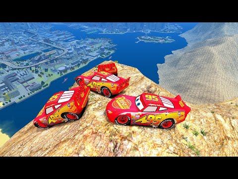 Rayo Lightning McQueen Cliff Drop Caught up fire Testing Ep. 3