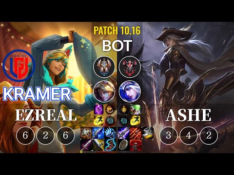 LGD Kramer Ezreal vs Ashe Bot - KR Patch 10.16