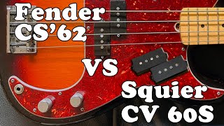 Video thumbnail for Fender CS'62 pickup VS  Squier CV60 in AmStd Precision Bass by Obrad Lacarac
