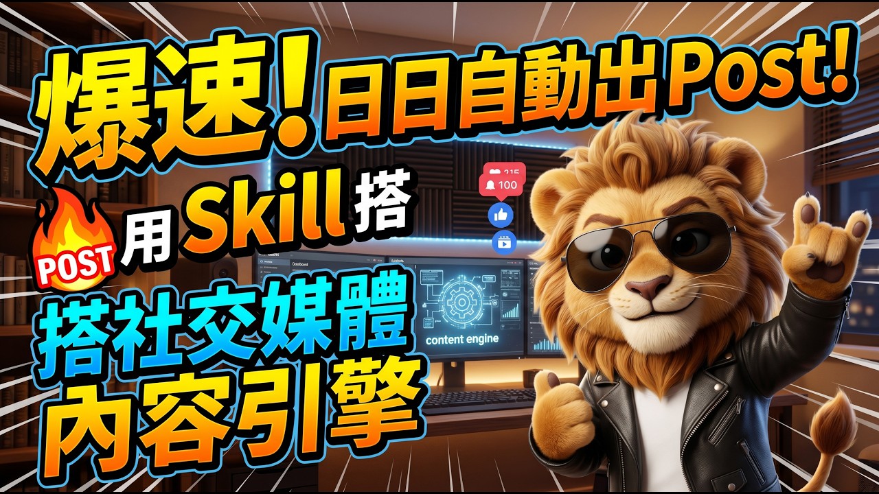 【廣東話】用 Skill 搭社交媒體內容引擎，日日自動出吸引眼球的Post#AI #人工智能 #AI創業 #AI一人公司 #AI變現 #AI賺錢 #AI自動化 #自動化工作流  #ChatGPT