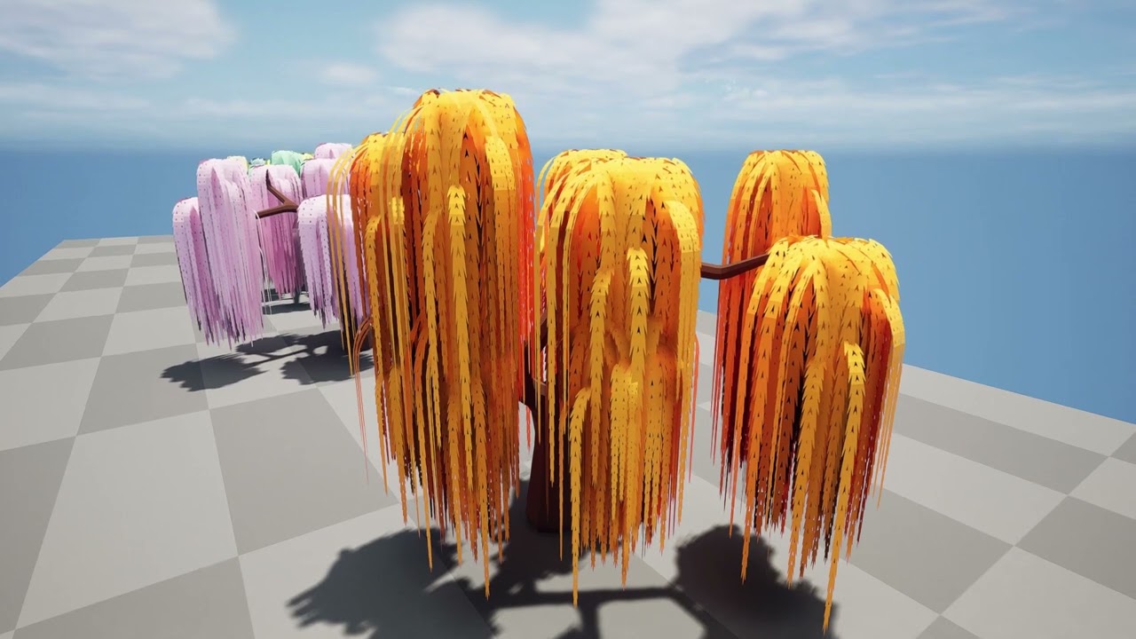 Anime Pohon Willow dengan 6 Warna Model 3D