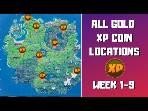 All 8 Gold XP Coins Locations in Fortnite (week 1-9)! - Good as Gold Punch Card