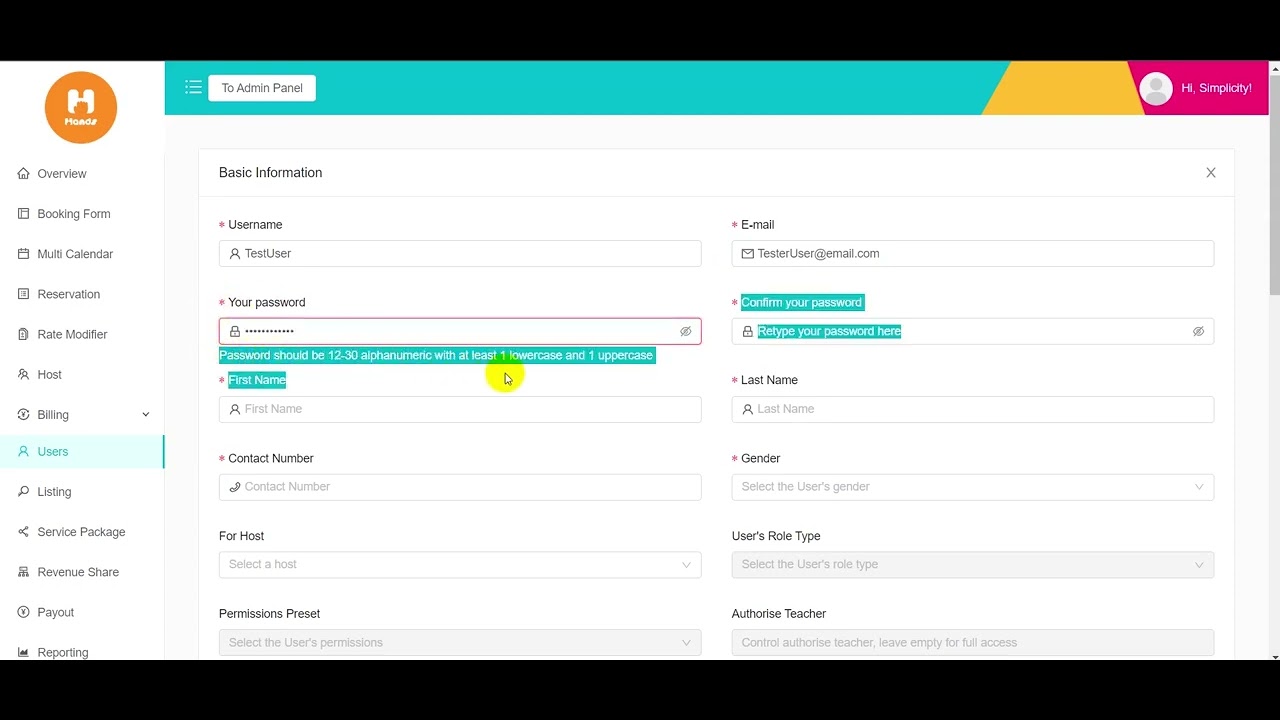 Hands Asia Admin Panel - Host