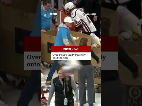 The annual tradition took place at an American Hockey game in Pennsylvania. #BBCNews