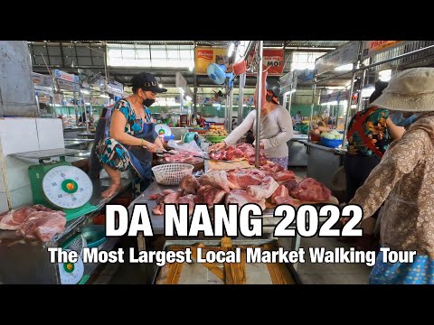 [4K🇻🇳] Excursão a pé pelo maior mercado local de Danang (Chợ Cồn) - Guia de viagem do Vietnã