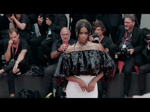 Model Didi Stone on the red carpet for the Premiere of Blonde in Venice